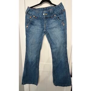 True Religion Women's  Emily Stone Tint Distressed Flared Jeans Size 30X25